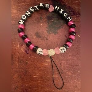 Monster High Pink and Black Beaded phone wristlet